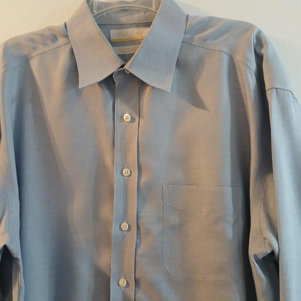 Roundtree & Yorke Shirt Men Blue Long Sleeve Sz 16.5 L Non Iron